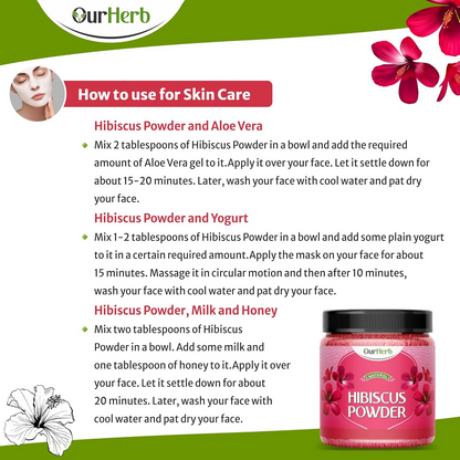 OurHerb Hibiscus Flower Powder For Face Pack And Hair Mask For All Types Of Hair