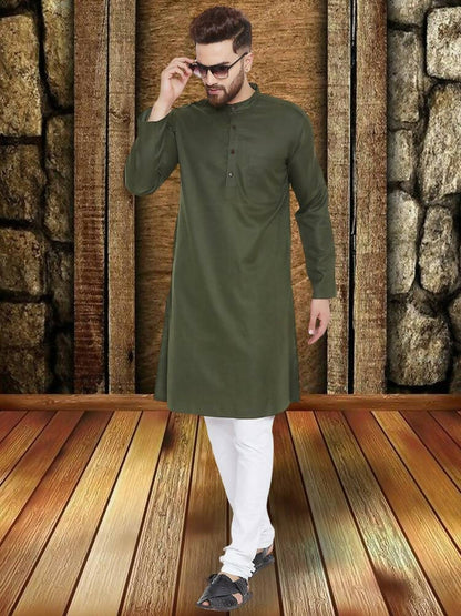 Even Apparels Pure Cotton Green Kurta - Green