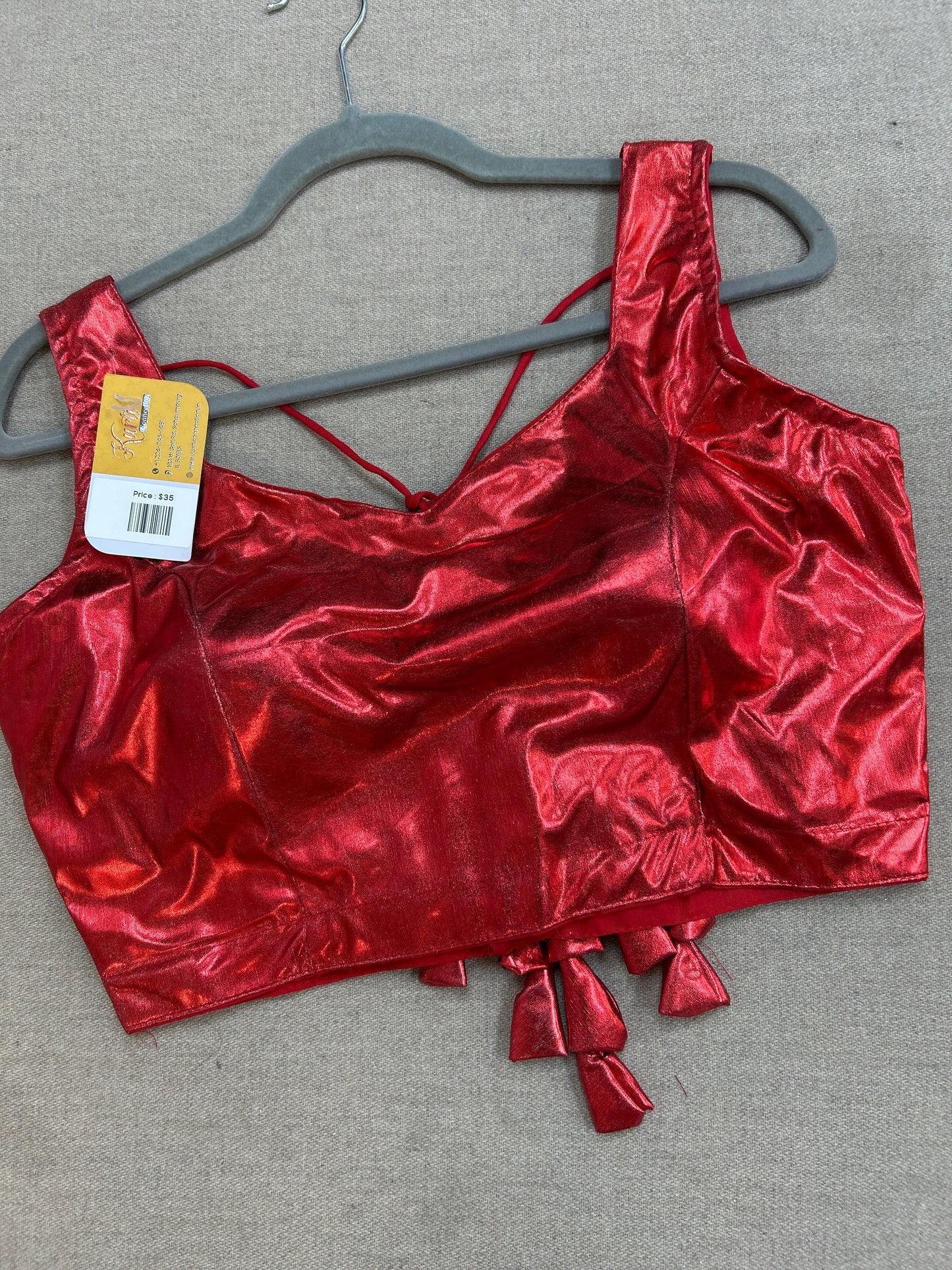 Red shimmer blouse
