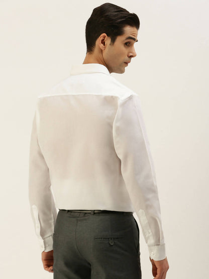 Ramraj Cotton Mens Full Sleeve Formal Poly Cotton White Shirt