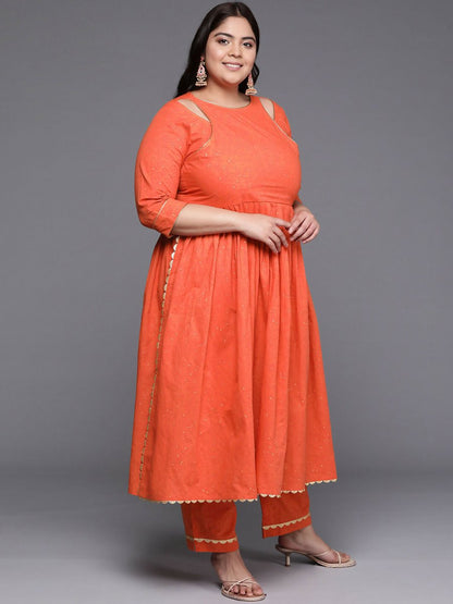 Ahalyaa Women's Traditional wear Kurta Set - Orange