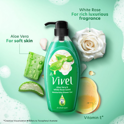 Vivel Aloe Vera & White Rose Scent Moisturizing Shower Gel
