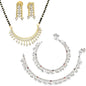 AanyaCentric Gold-Polished Mangalsutra Pendant Earring Set & Silver Plated Anklet