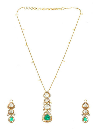 Natural Stones Antique finish Earrings and Necklace set - Ruby Raang