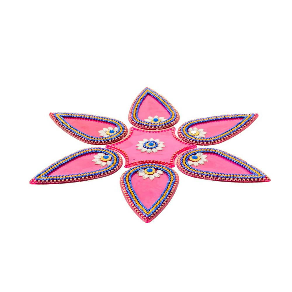 Kundan HandiKrafts Drop Rangoli Pink (Medium)