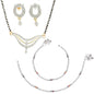 AanyaCentric Gold-Polished Mangalsutra Pendant Earring Set & Silver Plated Anklet