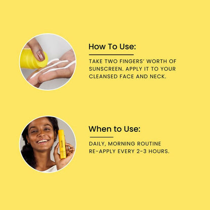 Foxtale Dewy Sunscreen SPF 70 PA++++ With Niacinamide + Provitamin B5 + Vitamin E - Anti-Tan Formula & Spot Depigmentation