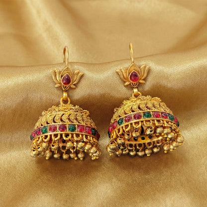 JS Fashion Antique Rajwadi Lotus Top Designer Jhumka Earrings for Women & Girls