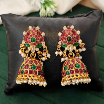 JS Fashion Traditional Rajwadi Lotus Design Jhumka Earrings for Women & Girls