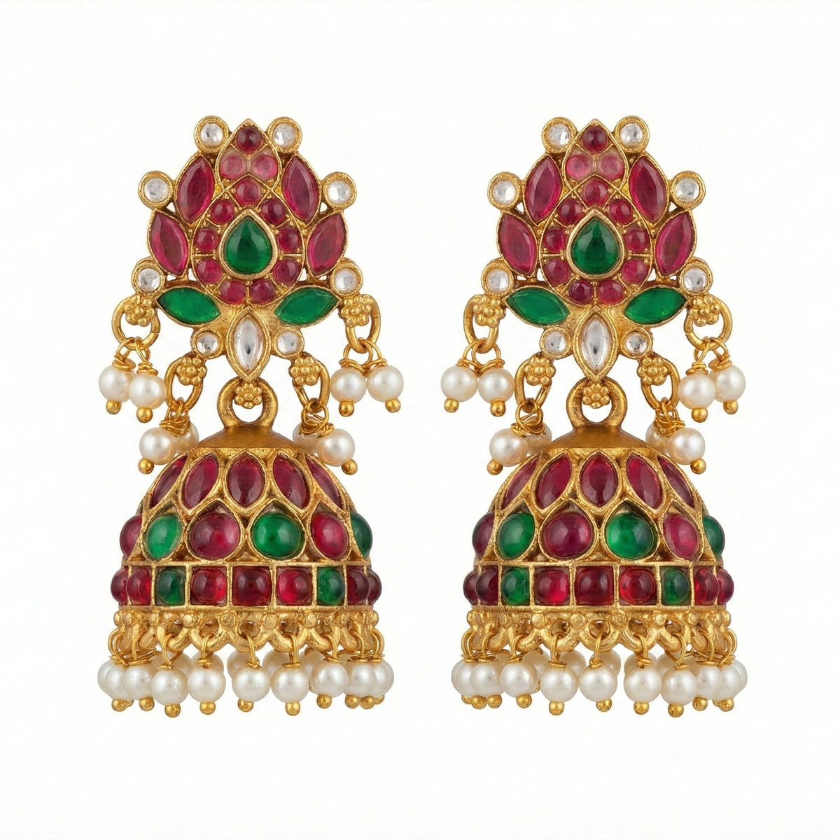 JS Fashion Traditional Rajwadi Lotus Design Jhumka Earrings for Women & Girls