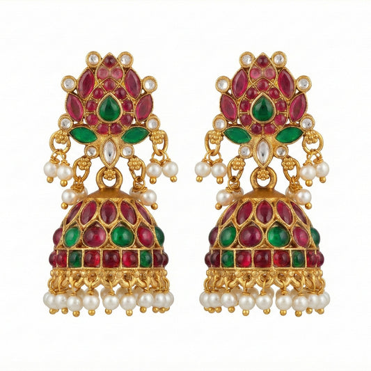 JS Fashion Traditional Rajwadi Lotus Design Jhumka Earrings for Women & Girls