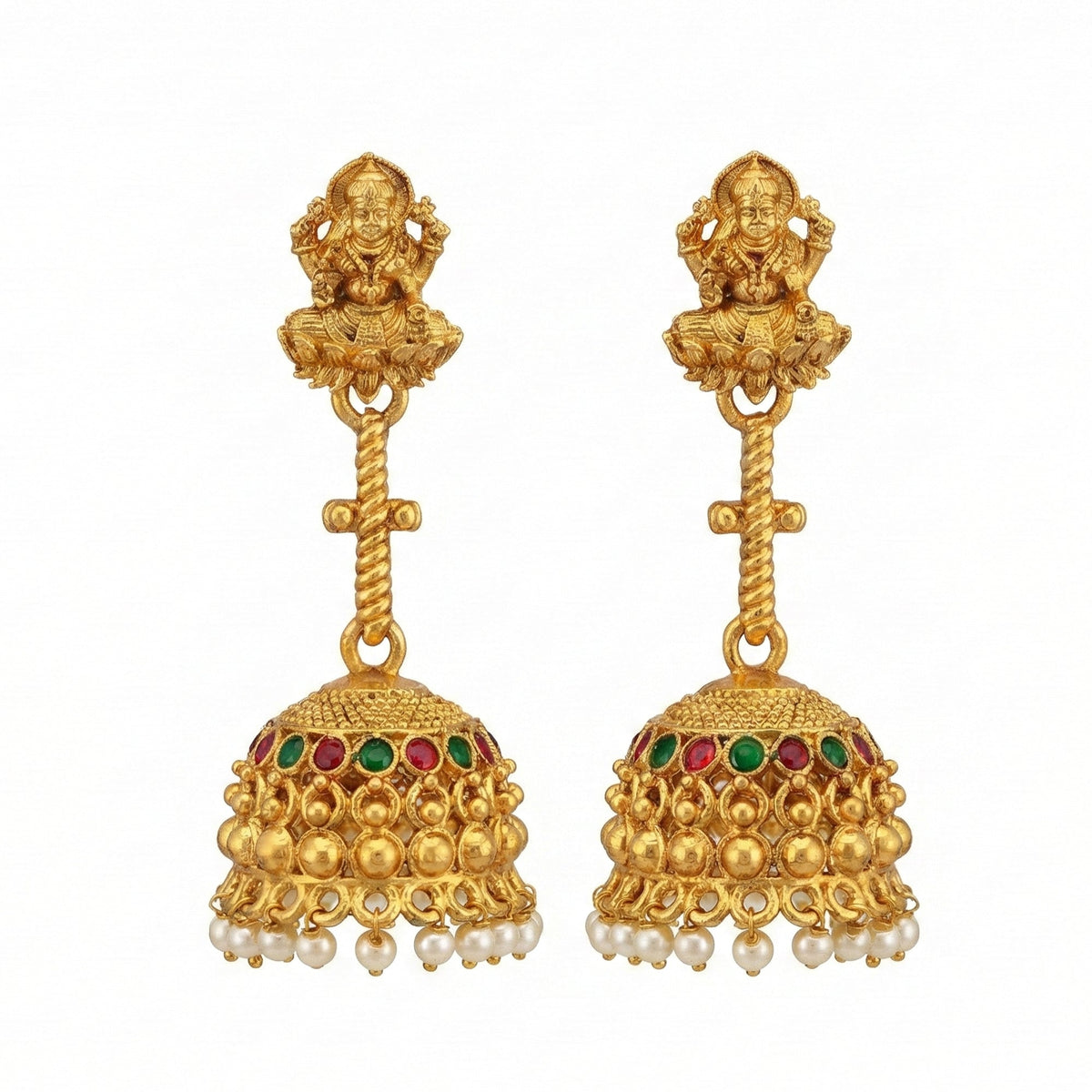 JS Fashion Traditional Rajwadi Gold Temple Jhumkas for Women & Girls