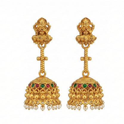 JS Fashion Traditional Rajwadi Gold Temple Jhumkas for Women & Girls