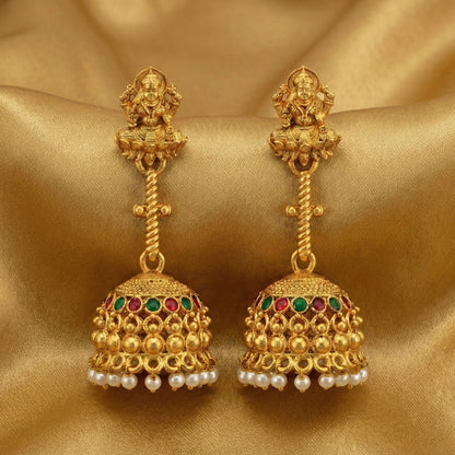 JS Fashion Traditional Rajwadi Gold Temple Jhumkas for Women & Girls