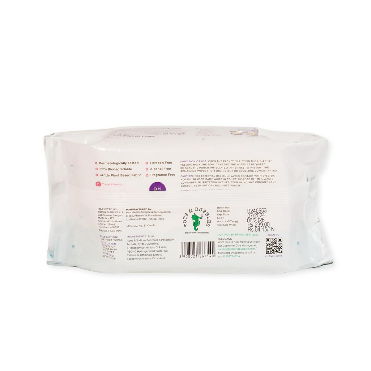 Tots & Bubbles 99% Water Baby Wet Wipes with Lid