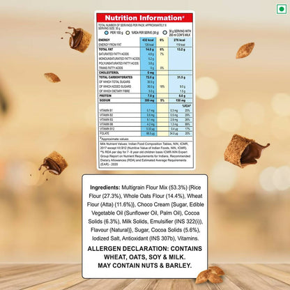 Kellogg's Multigrain Chocos Fills, 3 Grains: Oats, Wheat & Rice, Protein Rich, 0% Maida