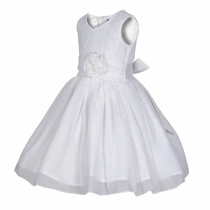 Asmaani Baby Girl's White Colour Satin A-Line Maxi Full Length Dress (AS-DRESS-22170)