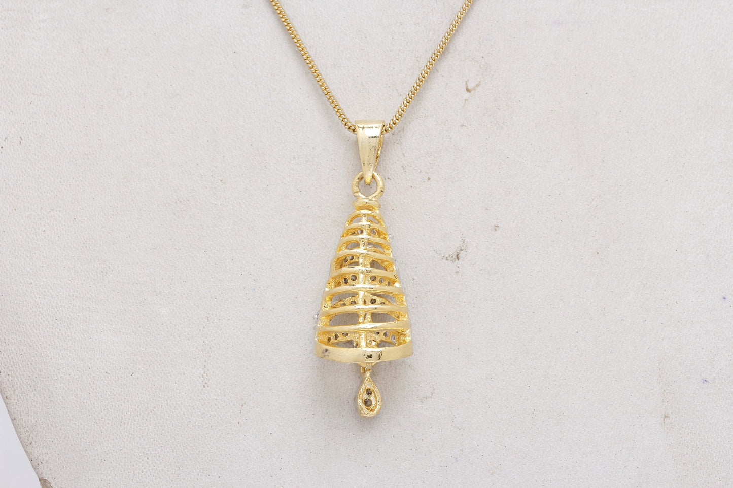 Gold-Polished Alloy Bell Shaped American Diamond Necklace Set - The Pari