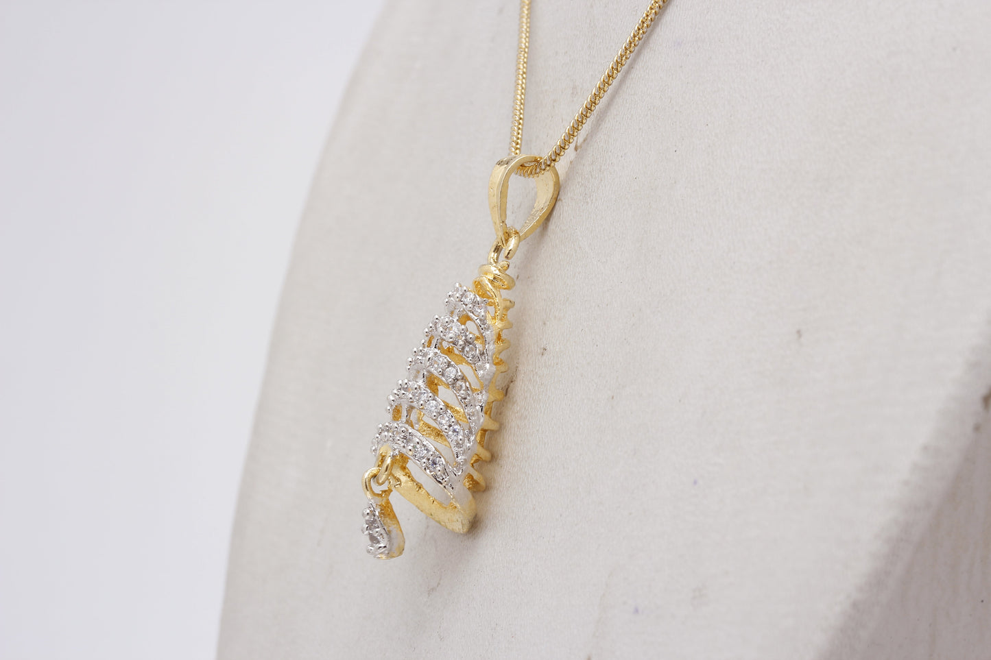 Gold-Polished Alloy Bell Shaped American Diamond Necklace Set - The Pari