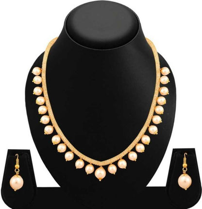 Gold-Polished Alloy Crystal Chain Necklace Set - The Pari