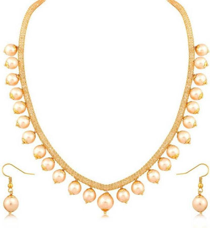 Gold-Polished Alloy Crystal Chain Necklace Set - The Pari