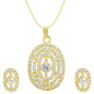 Gold-Polished Alloy Rhinestones Studded Pendant Set - The Pari