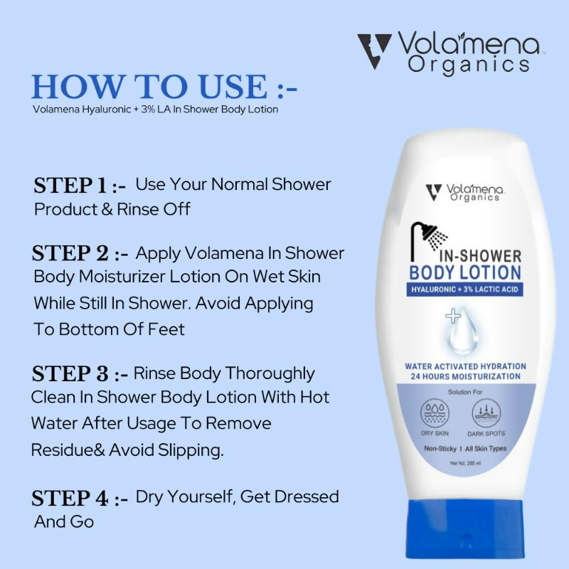 Volamena Hyluronic + Lactic Acid In-Shower Body Lotion With Aloevera