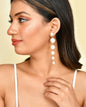 VOJ Women Gold Tone Pearl Stainless Steel Drops & Danglers Earrings