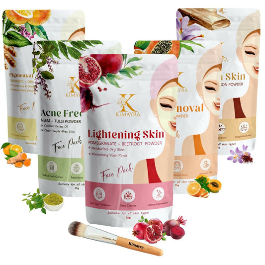Kimayra Skin Care Combo Powder (Pomegranate + Beetroot, Neem + Tulsi, Orange + Papaya, Turmeric + Orange, Sandalwood + Saffron)
