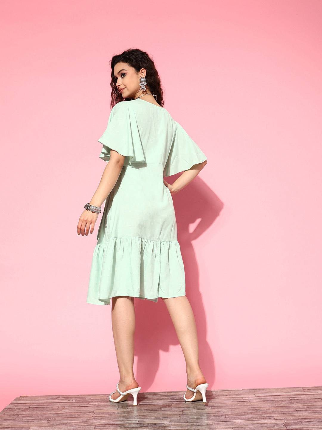 Yufta Embroidered Tiered Wrap Dress