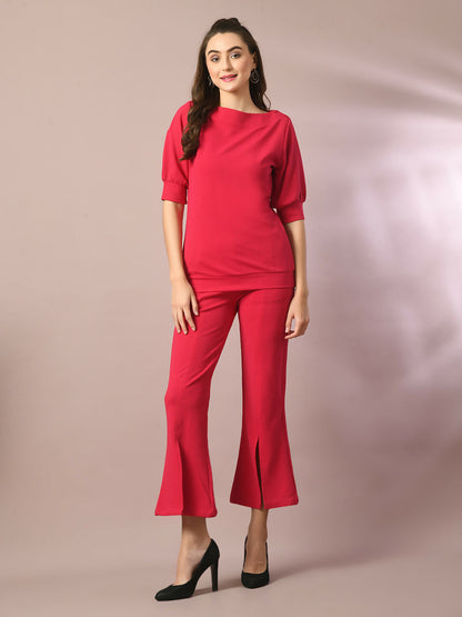 Myshka Women's Pink Solid Party Parallel Trousers