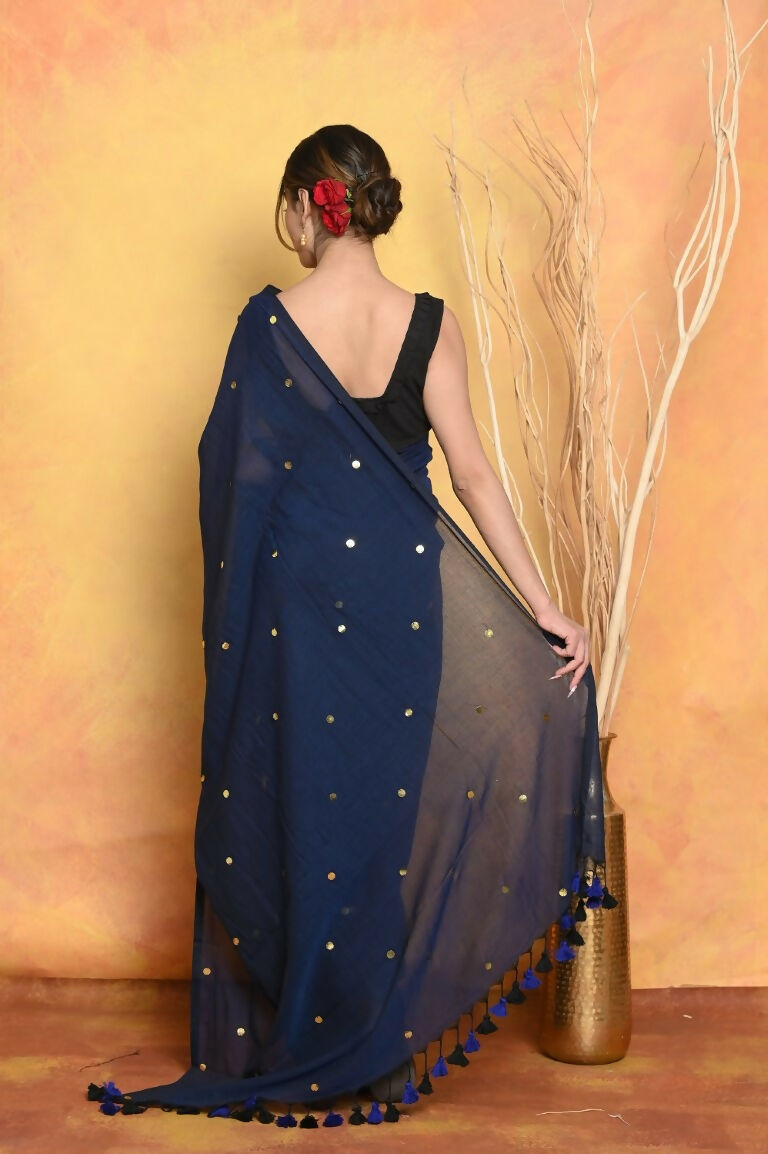 Very Much Indian Pure Mul Cotton Handloom Saree - Dark Blue
