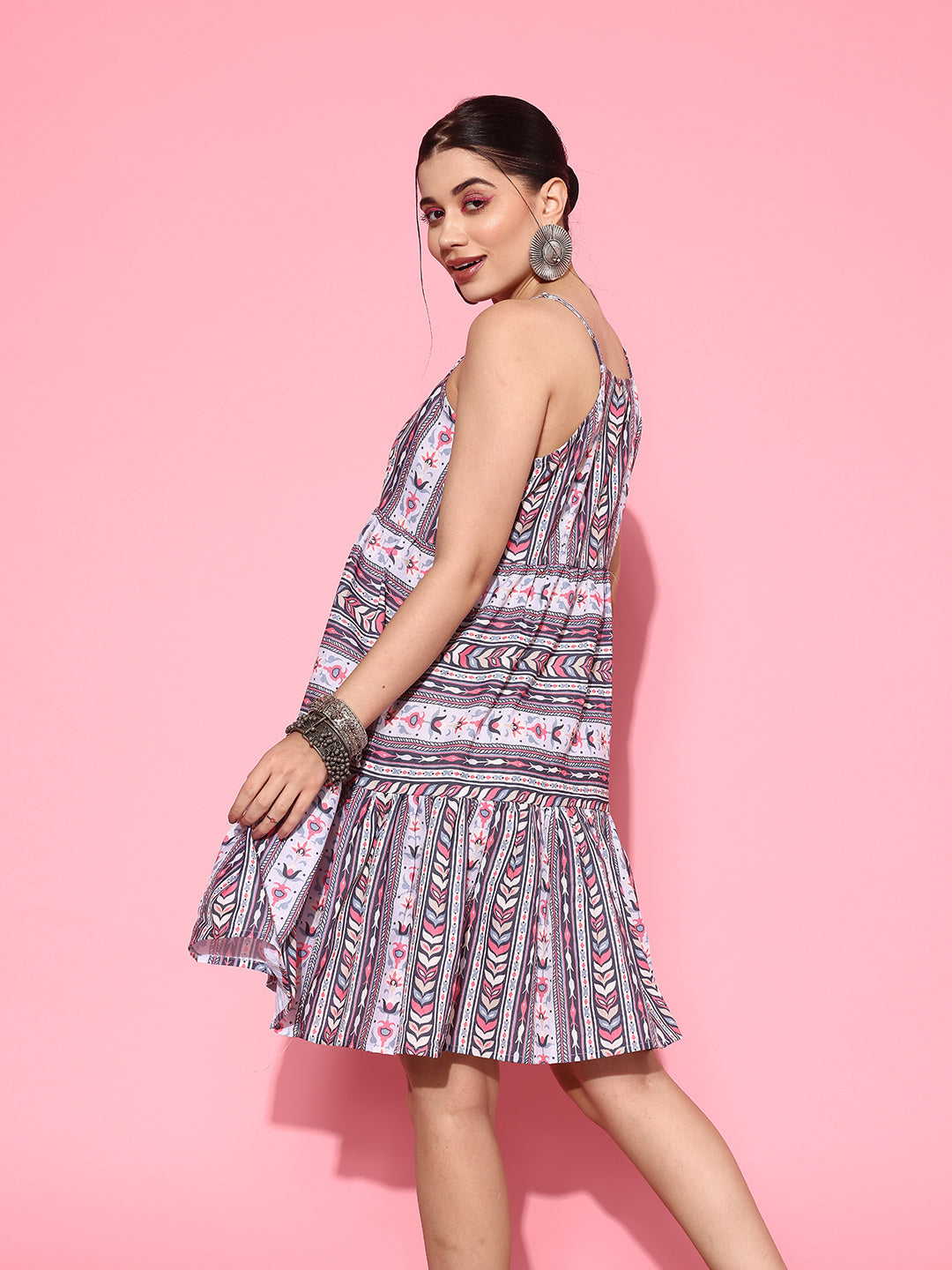 Yufta Ethnic Motifs Print A-Line Pure Cotton Ethnic Dress