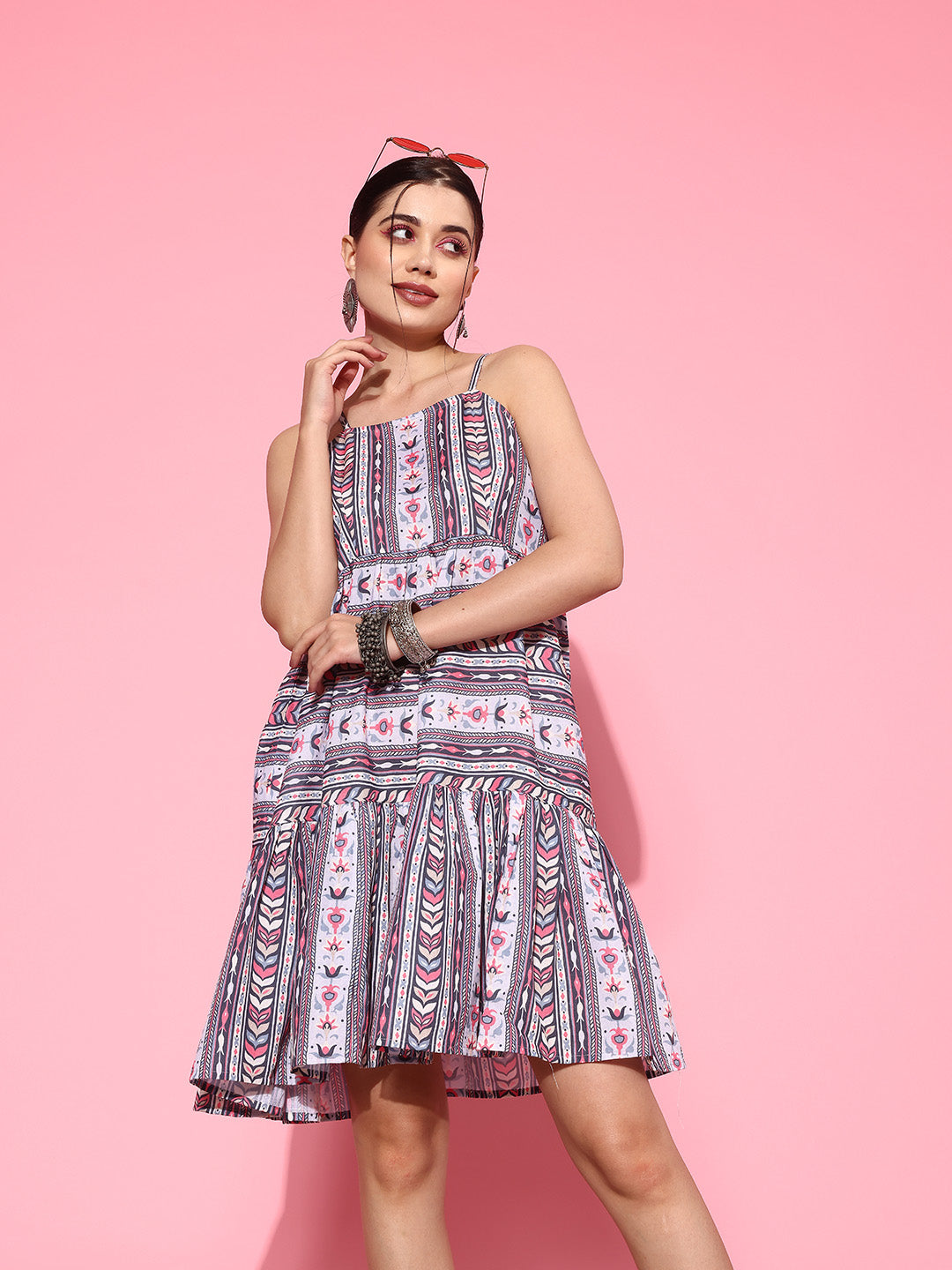 Yufta Ethnic Motifs Print A-Line Pure Cotton Ethnic Dress