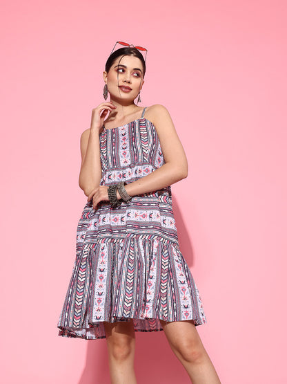 Yufta Ethnic Motifs Print A-Line Pure Cotton Ethnic Dress