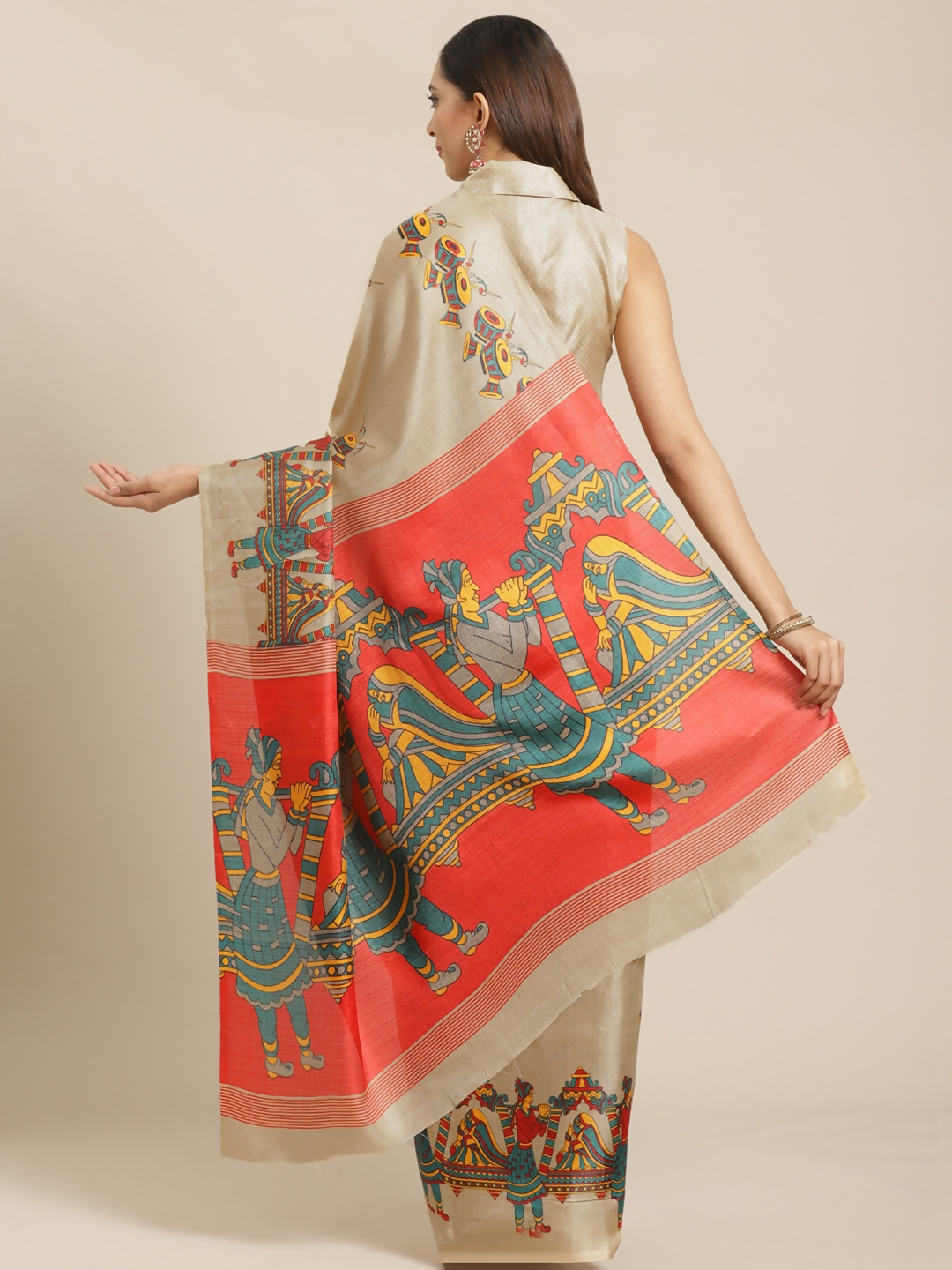 Saree Mall Beige Printed Printed Saree