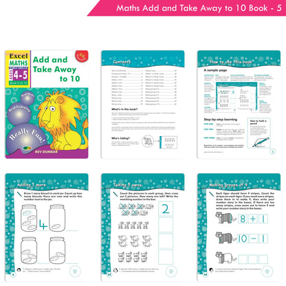 Excel Maths Early Skills Ages 4-5 Year Books for Junior kg| Set of 3| Learn Numbers Add & Take Away, Shapes, Measurement