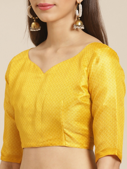 Saree Mall Mustard Yellow & Blue Printed Saree