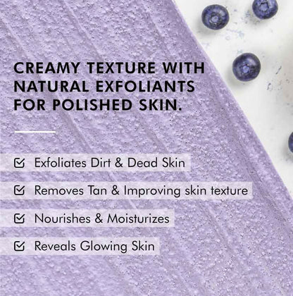 mCaffeine Blueberry Breeze Body Scrub, Exfoliates, Removes Tan, Fruity Blueberry Aroma