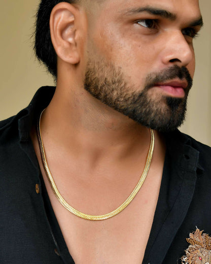 VOJ Men's Gold-Polished Self Designed Snake Chain
