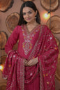 Lehenga Mart Designer Ready To Wear Kurta Pant With Dupatta For Women-Rani Pink