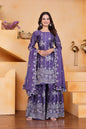 Lehenga Mart Premium Readymade Top Sharara With Dupatta Set For Women-Purple