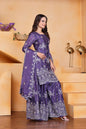 Lehenga Mart Premium Readymade Top Sharara With Dupatta Set For Women-Purple