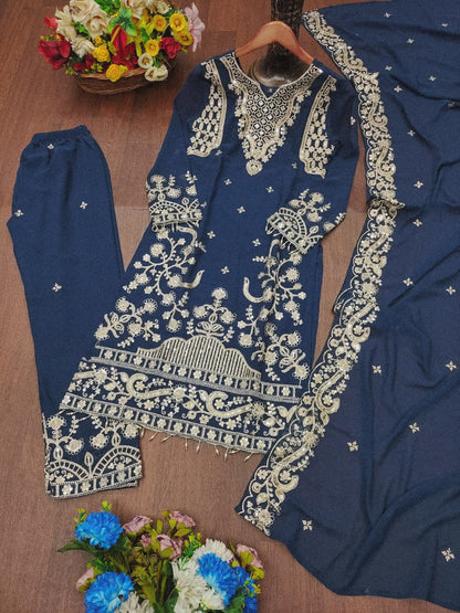 Prazu Fashion Blue Georgette Sequence Embroidered Salwar Suit