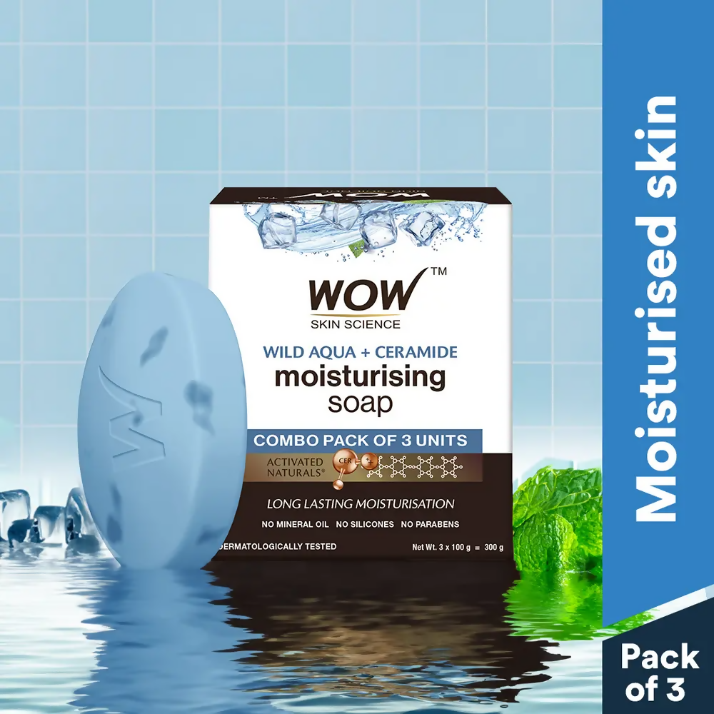 Wow Skin Science Wild Aqua & Ceramide Moisturizing Soap – Cooling, Hydrating & Skin Nourishing for All Skin Types