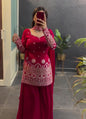 Lehenga Mart Designer Sharara Suit For Women or Girls - Maroon