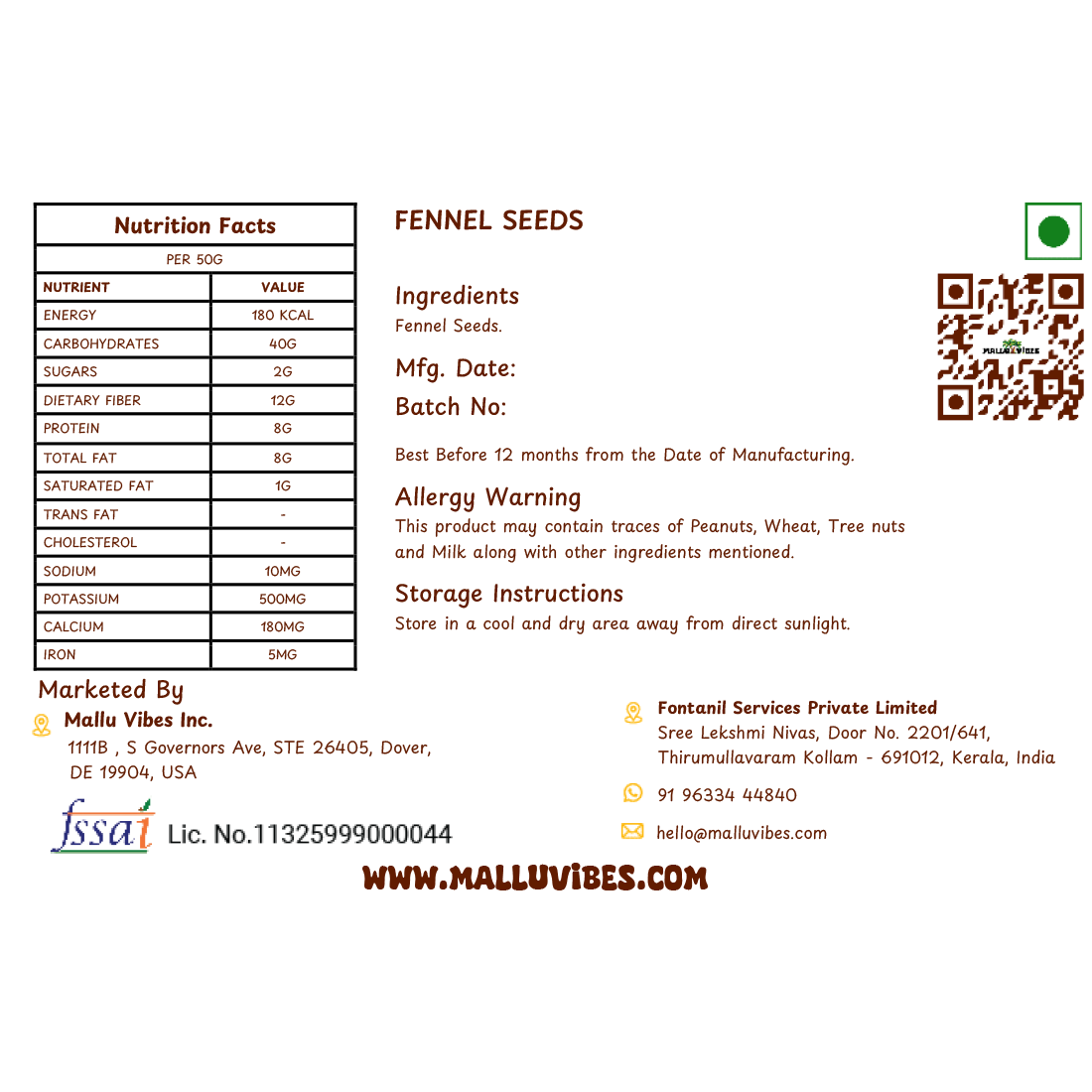 Mallu Vibes Fennel Seeds