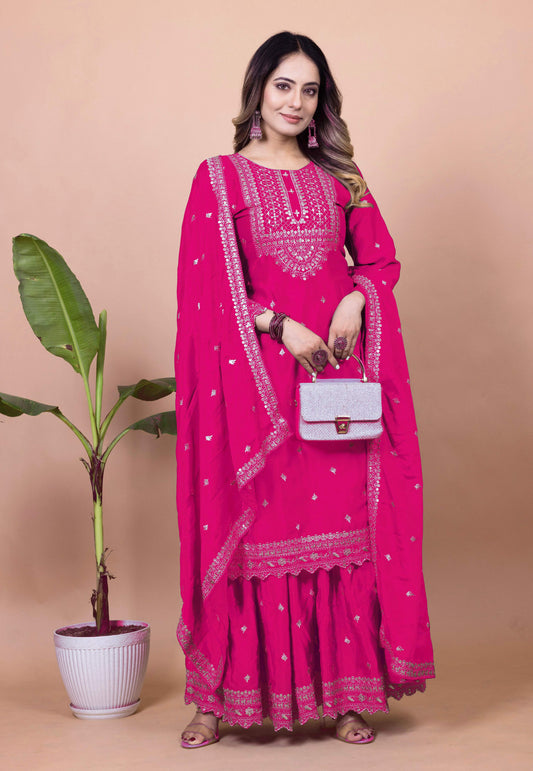 Lehenga Mart Designer Sharara Suit for women - Pink