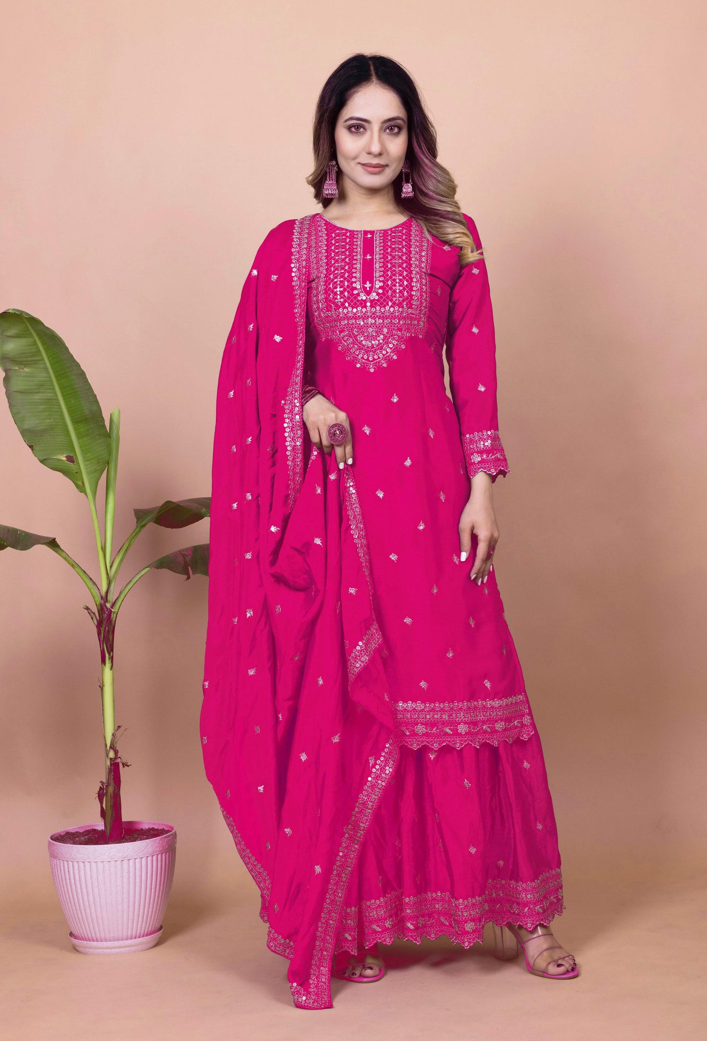 Lehenga Mart Designer Sharara Suit for women - Pink