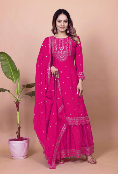 Lehenga Mart Designer Sharara Suit for women - Pink